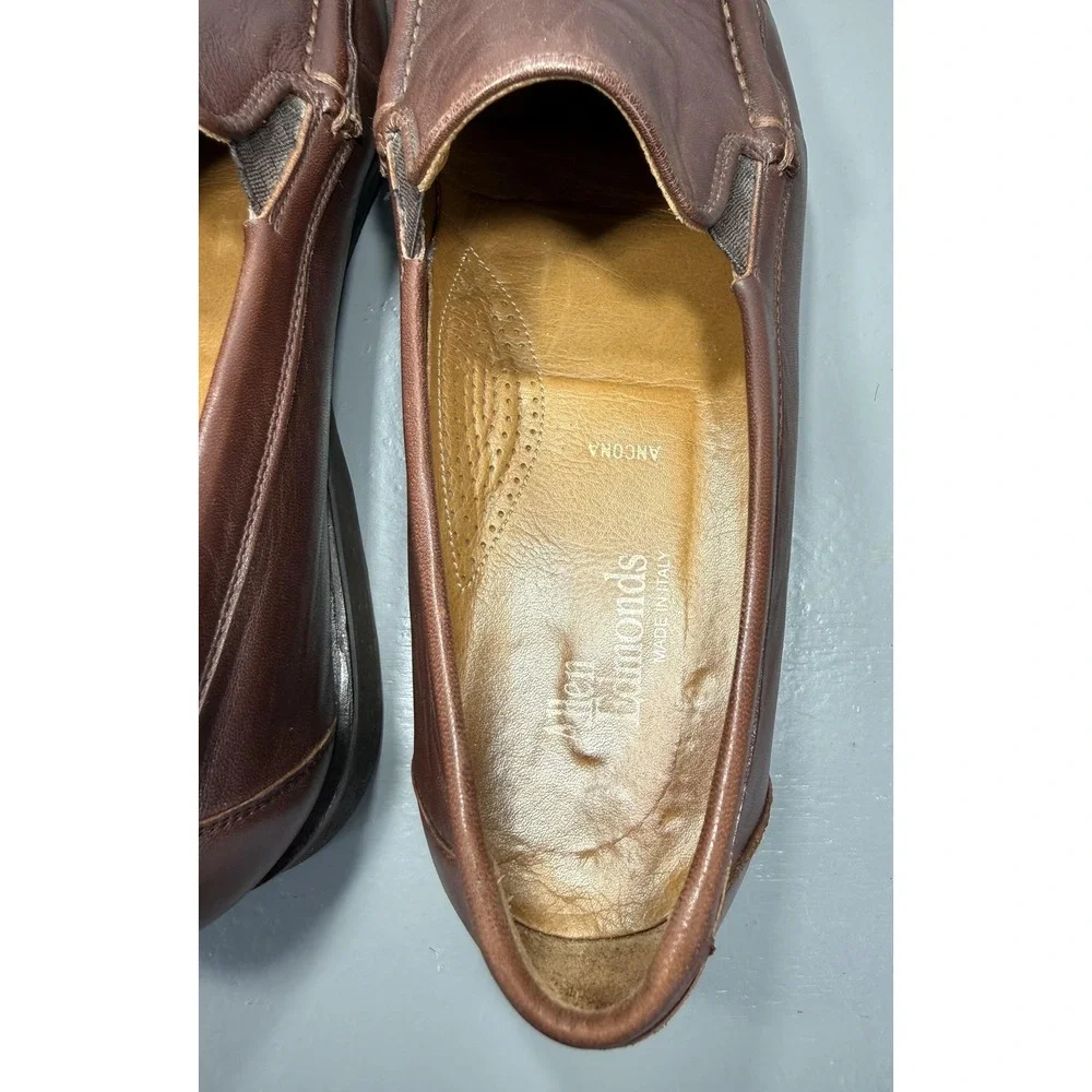 Allen Edmonds Shoes Mens Size‎ 11.5 B Brown Ancona Leather Loafers Made Italy